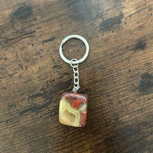 Red Agate Cube Cut Key Chain